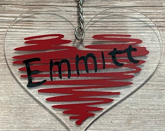 HEART ACRYLIC KEYCHAIN, Personalized dog or cat keychain, Fur Mama gift, gift for pet lovers, Customized Keychain for pet owners