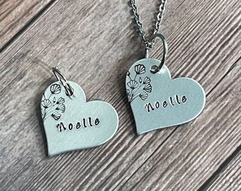 NECKLACE & TAG COMBO, Personalized Pet Name necklace with name tag, Dog or Cat Mom gift, Custom Hand Stamped gift