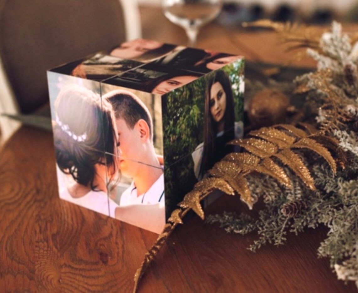 Folding photo cube personalized Wooden cube gift for her or Etsy