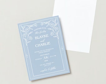 Personalized Blue Elegant Wedding Invitation Editable downloadable instant download 2024 2025 Brides