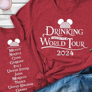 Drinking Around the World shirt 2023, Disney Shirts for Women, Disney Vacation shirt, Disney family shirts, Epcot Food and Wine Shirt, Epcot