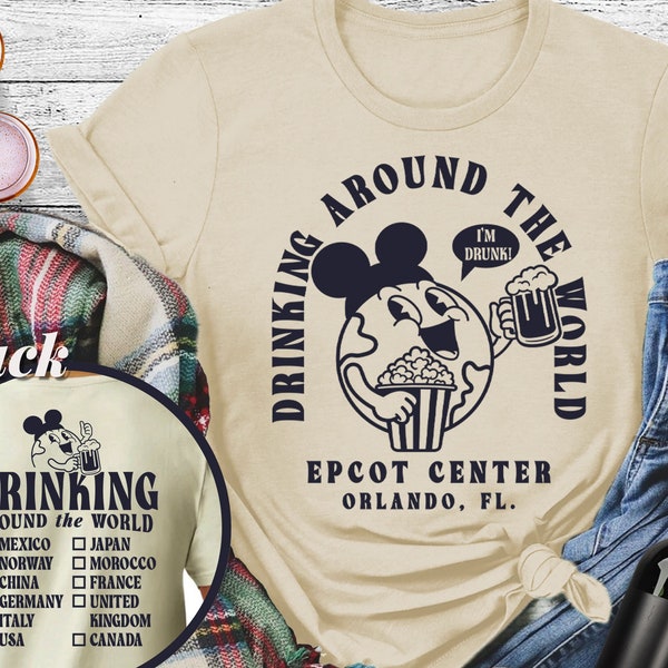 Disney Drinking Around the World, Disney Drinking Team Shirt,  Epcot Food and Wine Shirt, Epcot Shirt