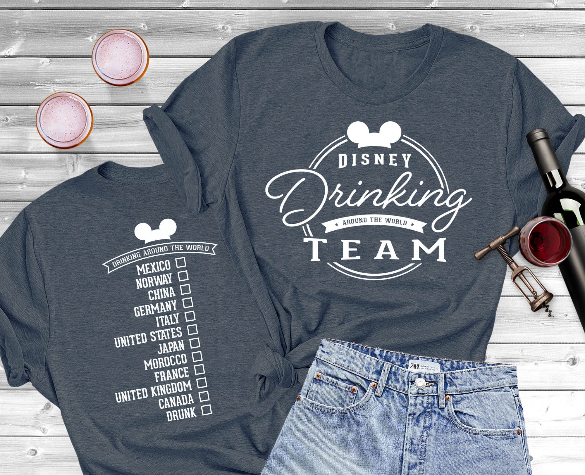 Disney drinking around store the world shirt