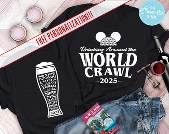 Drinking Around the World shirt, Drinking World Crawl Shirt,  Epcot Food and Wine Shirt, Disney Drinking Team Shirt, Disney Vacation
