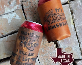 NEW and IMPROVED Handmade Leather Drink Cooler Type II (and still Made In Texas!)