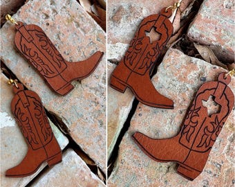 MADE IN TEXAS!- Leather Boot Earrings