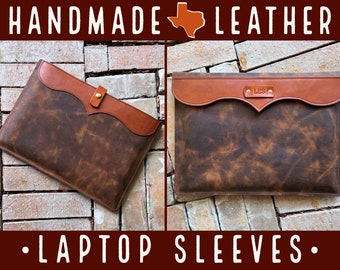 MADE IN TEXAS!- Handmade Leather Laptop Sleeve