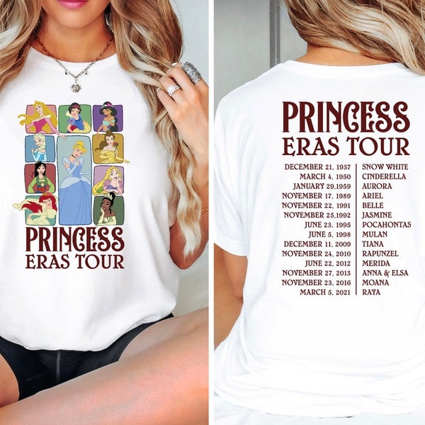 T-shirt Disney unisex del tour delle epoche delle principesse, t-shirt Disney, moda Disney, vestiti Disney, top Disney, maglietta Disney, amante Disney