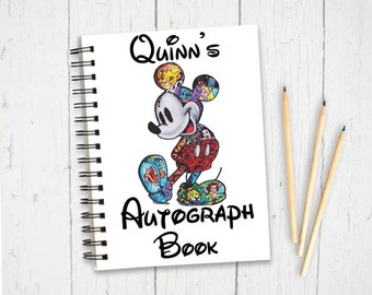 personalised Mickey Mouse Disney Autograph Book, Personalised Disney World Trip, gift for disney trip, disney world autograph book,