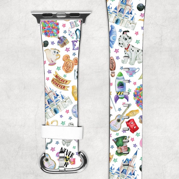 Disney magic kingdom apple watch strap/ apple watch band 38-40mm 42-44mm disney inspired print, disney apple watch strap, disney gift,