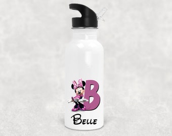 Personalized Minnie Mouse Aluminum Water Bottle with Straw