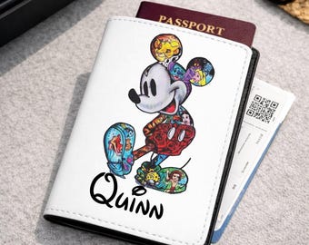 Personalised Disney Mickey Mouse passport cover, disney holidays, disney passport cover, disney name, Disney holiday accessories