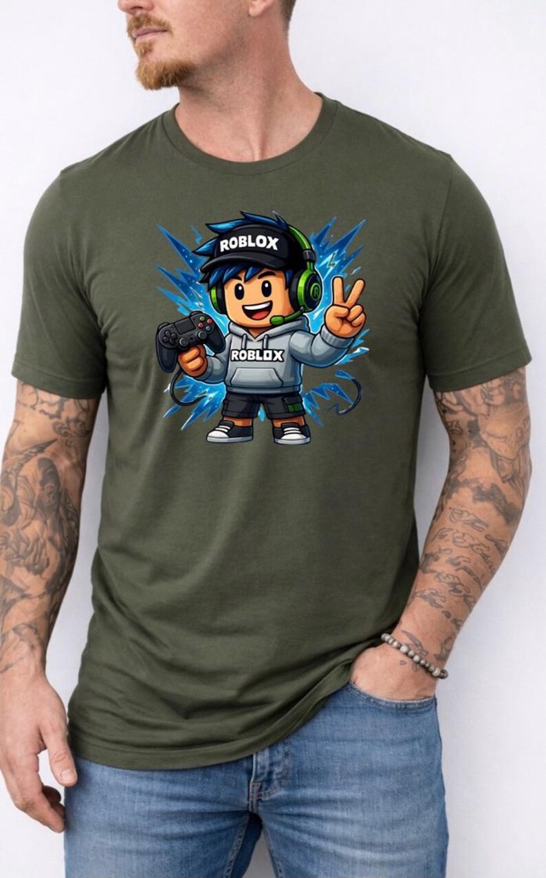 Roblox Gaming Guy Graphic T-Shirt, Soft Cotton Unisex Tee image 4