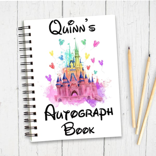 personalised balloon castle Disney Autograph Book, Personalised Disney World Trip, gift for disney trip, disney world autograph book,