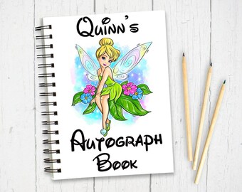 personalised tinker bell Disney Autograph Book, Personalised Disney World Trip, gift for disney trip, disney world autograph book,