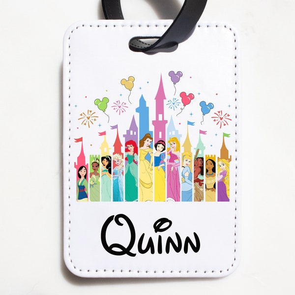 Personalised princess castle luggage tag, disney holidays, disney suitcase tags, disney name tags, Disney trip, Disney bag tags,