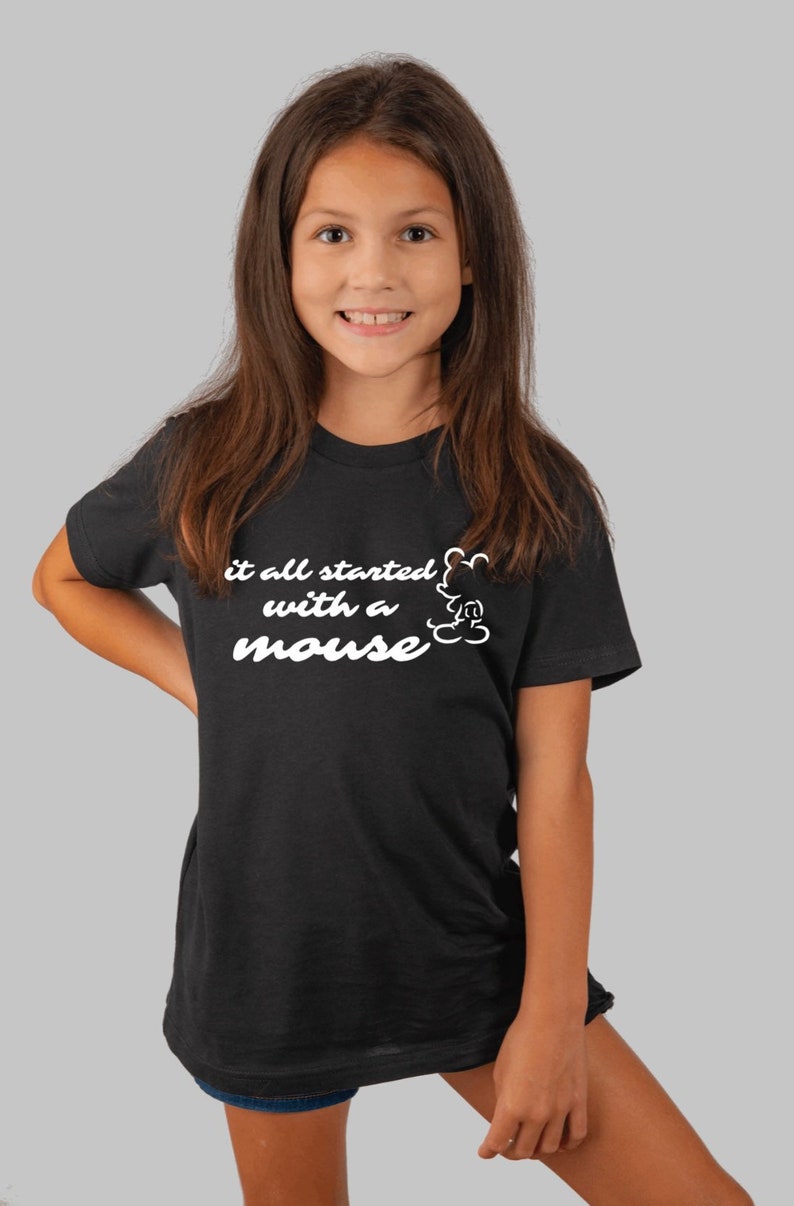 Mickey outline it all started with a mouse kids t-shirt