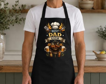 Dad Ever BBQ Apron – Grill Master Cooking Gift for Father's Day