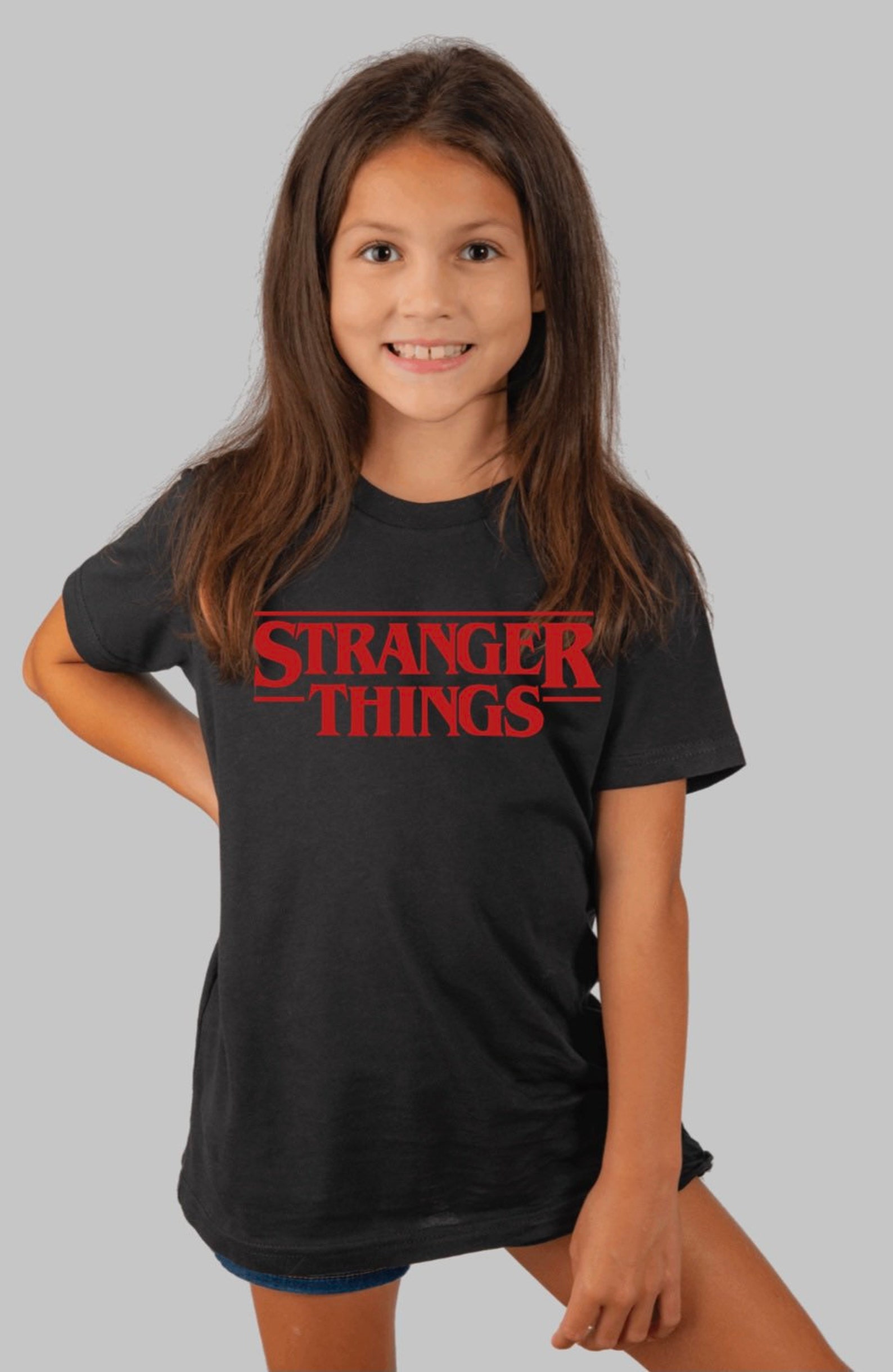 Black Stranger things kids t-shirt | Etsy