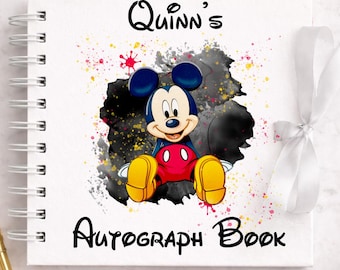 Gepersonaliseerde Mickey Mouse-verf Disney Autograph Book, gepersonaliseerde Disney World Trip, cadeau voor Disney Trip, Disney World handtekeningenboek,