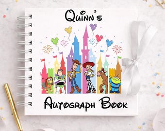 Gepersonaliseerd Toy Story Castle Disney-handtekeningboek, gepersonaliseerde Disney World-reis, cadeau voor Disney-reis, Disney World-handtekeningboek,