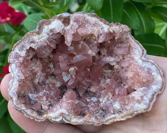 Deep Pink Amethyst Crystals Geode 141 grams