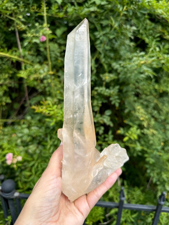 ピンククォーツ レムリアン レーザー ポイント クリスタル、特大サイズ