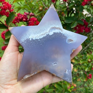 Brazilian Agate Star Crystal Natural, Polished w/ Druzy!