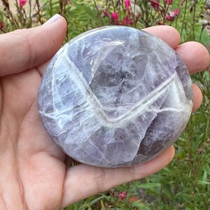 Chevron Amethyst Large Polished Palmstone 129grams; Gifts for Crystal, Mineral Collectors, Energywork, Healing Crystals!