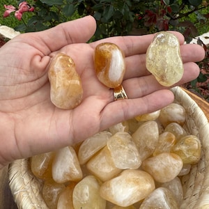 Citrine Crystals Polished Tumbled Stones | Ethically Sourced 2025 | Grid Stones, Pocket Stone, Gratitude Stone