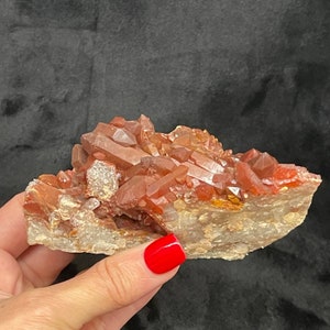Hematite Quartz Crystal Deep Red Zoned Mineral 235 grams