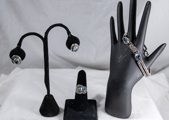 Vintage Sterling Silver and Topaz Set - image 1