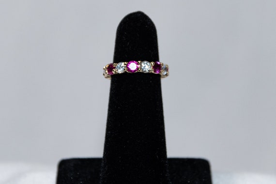 Cubic Zirconia and Synthetic Ruby Eternity Band - image 3