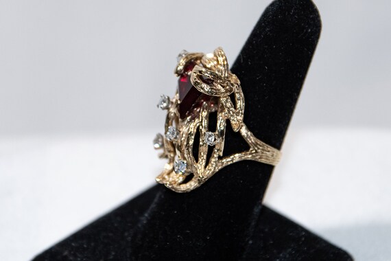 14k Yellow Gold with Diamond and Synthetic Ruby R… - image 4