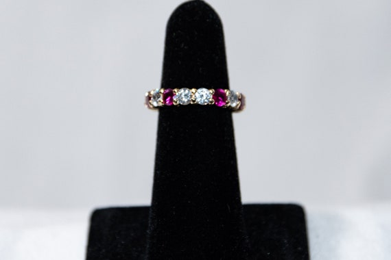 Cubic Zirconia and Synthetic Ruby Eternity Band - image 1