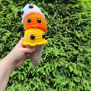 Summerween- crochet ice cream cone- crochet plushie- desk decor- Halloween decor- candy corn-Halloween plushie