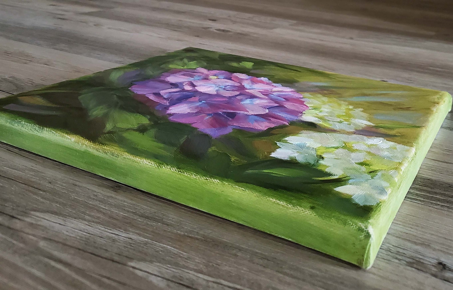 Hydrangea Oil Painting Purple Flower Modern Wall Art Original // 12x12 ...