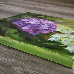 Hydrangea Oil Painting Purple Flower Modern Wall Art Original // 12x12 ...
