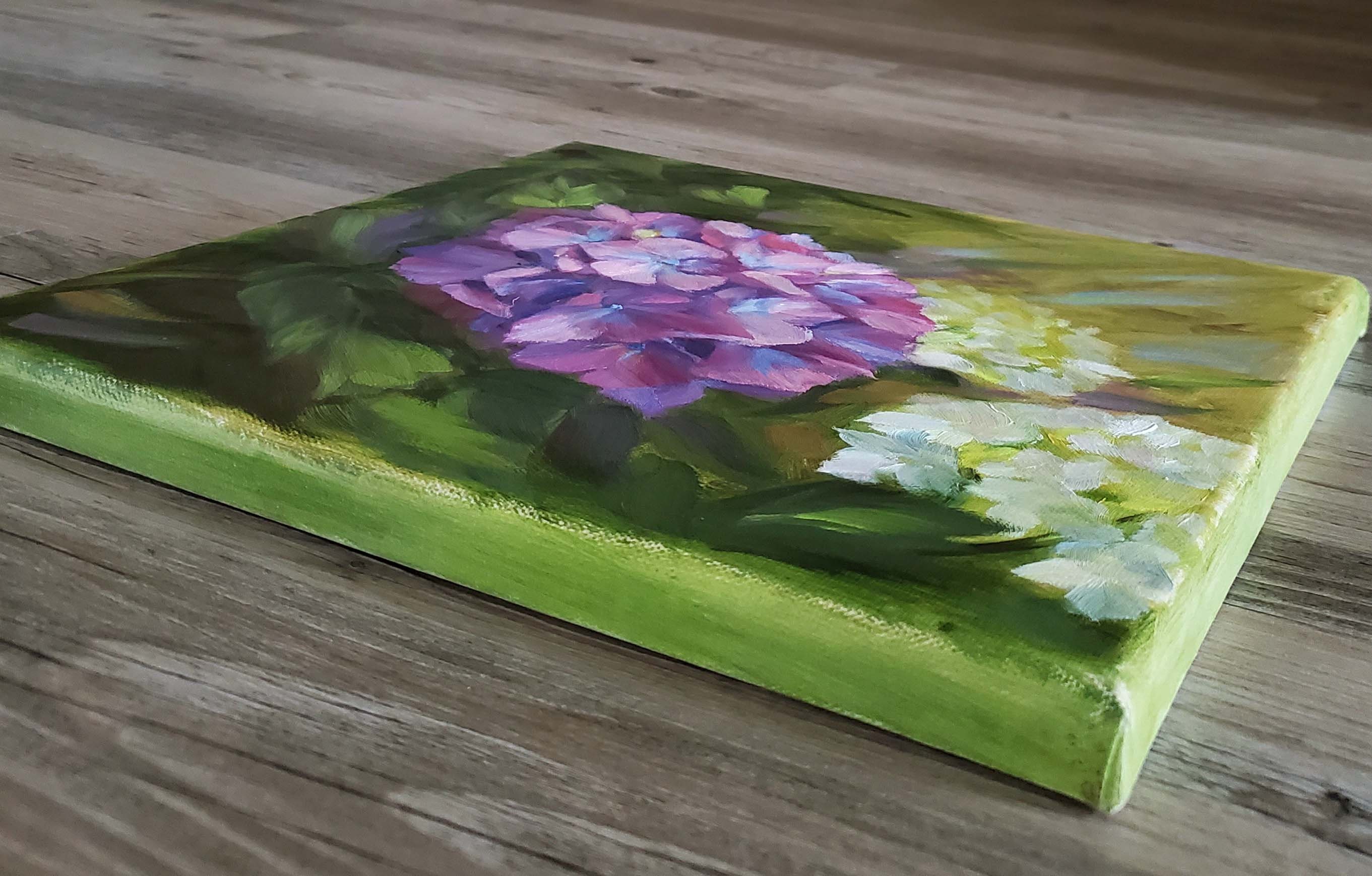 Hydrangea Oil Painting Purple Flower Modern Wall Art Original // 12x12 ...