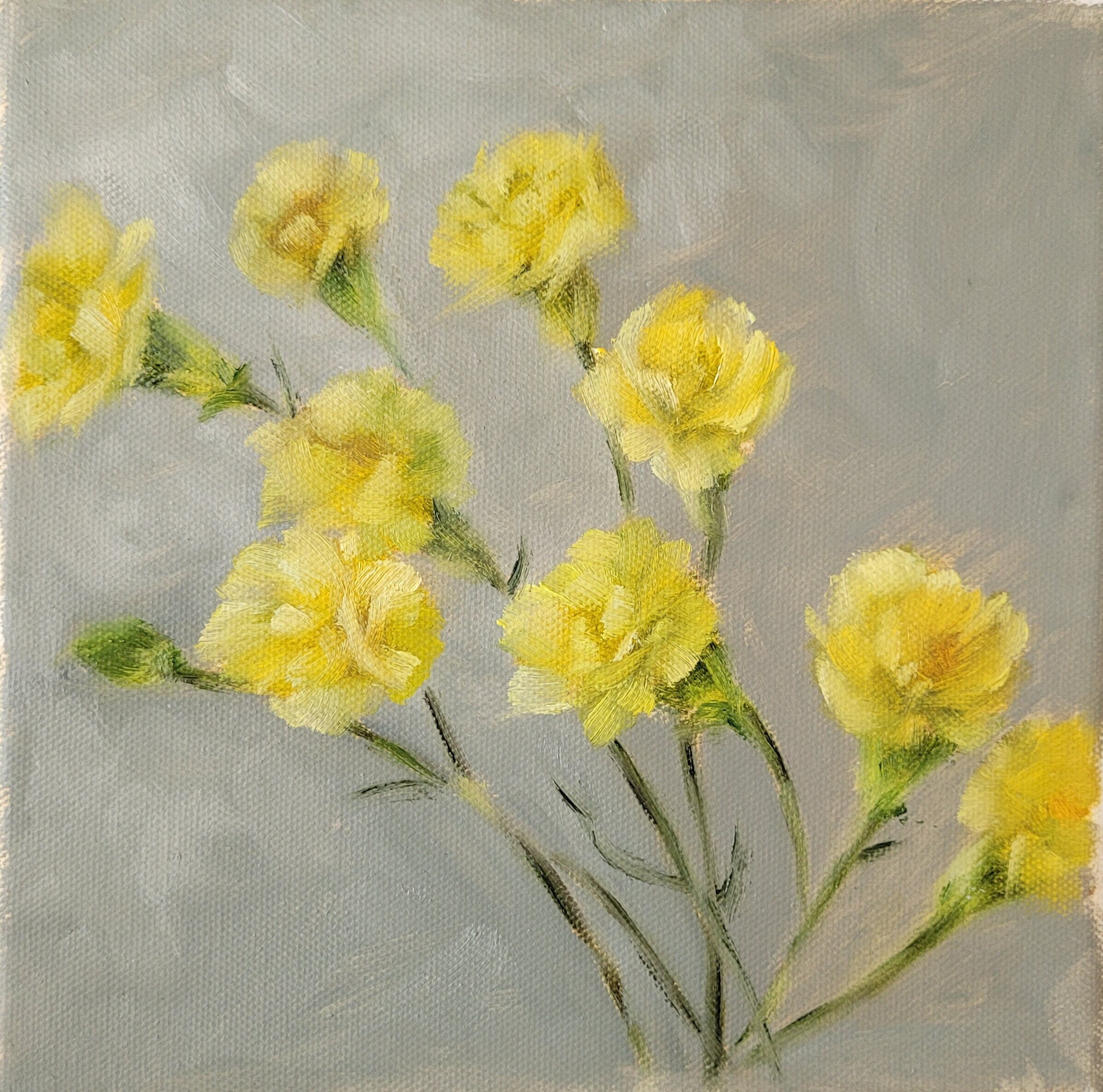 Carnations Oil Painting Yellow Flower Modern Wall Art Original