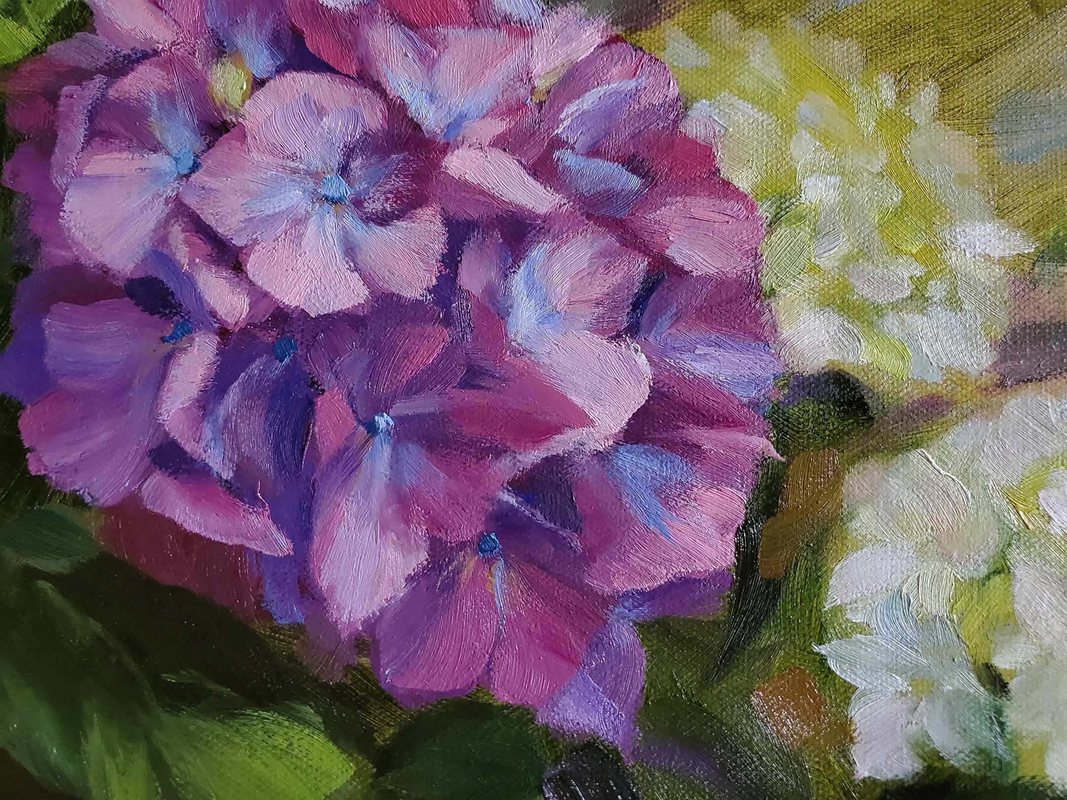 Hydrangea Oil Painting Purple Flower Modern Wall Art Original // 12x12 ...