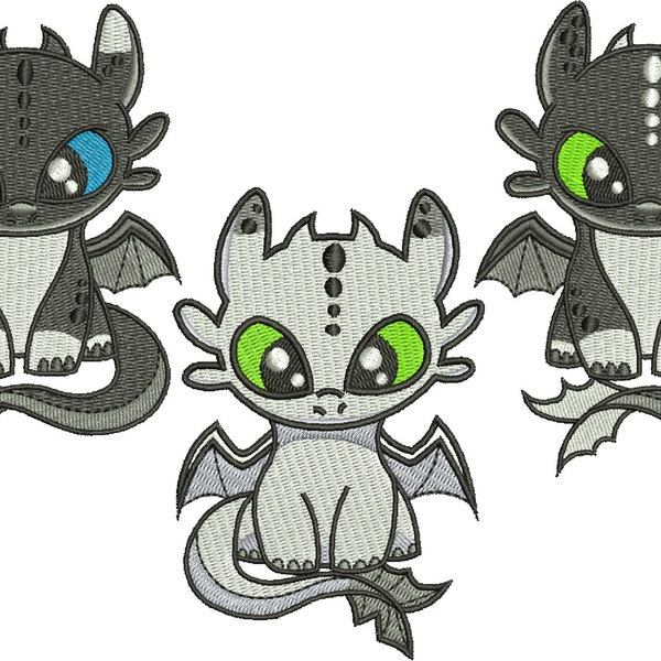Machine embroidery design Toothless kids, family