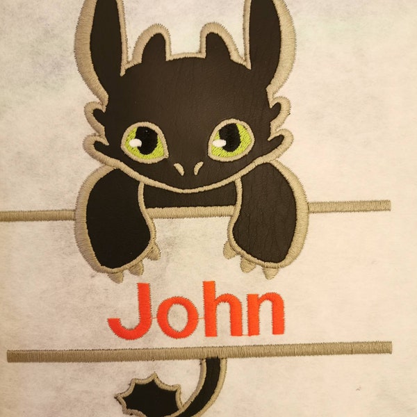 Black fury machine embroidery design toothless