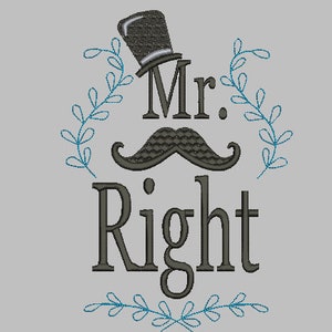 machine embroidery design Mr Right apron for him