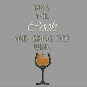 kiss the cook embroidery design, embroidery on apron,
