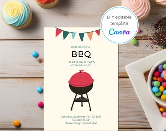 Retirement / male birthday invite/ bbq / printable invite / instant download / DIY birthday invitation