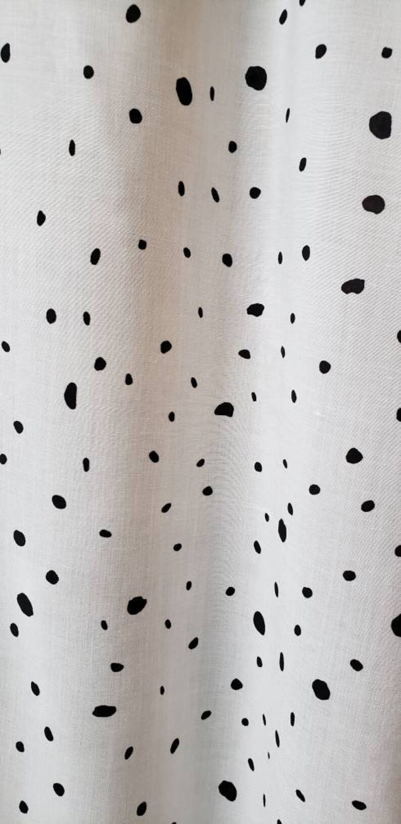 Rayon challis fabric by the yard. Polka dot spots. Black and | Etsy