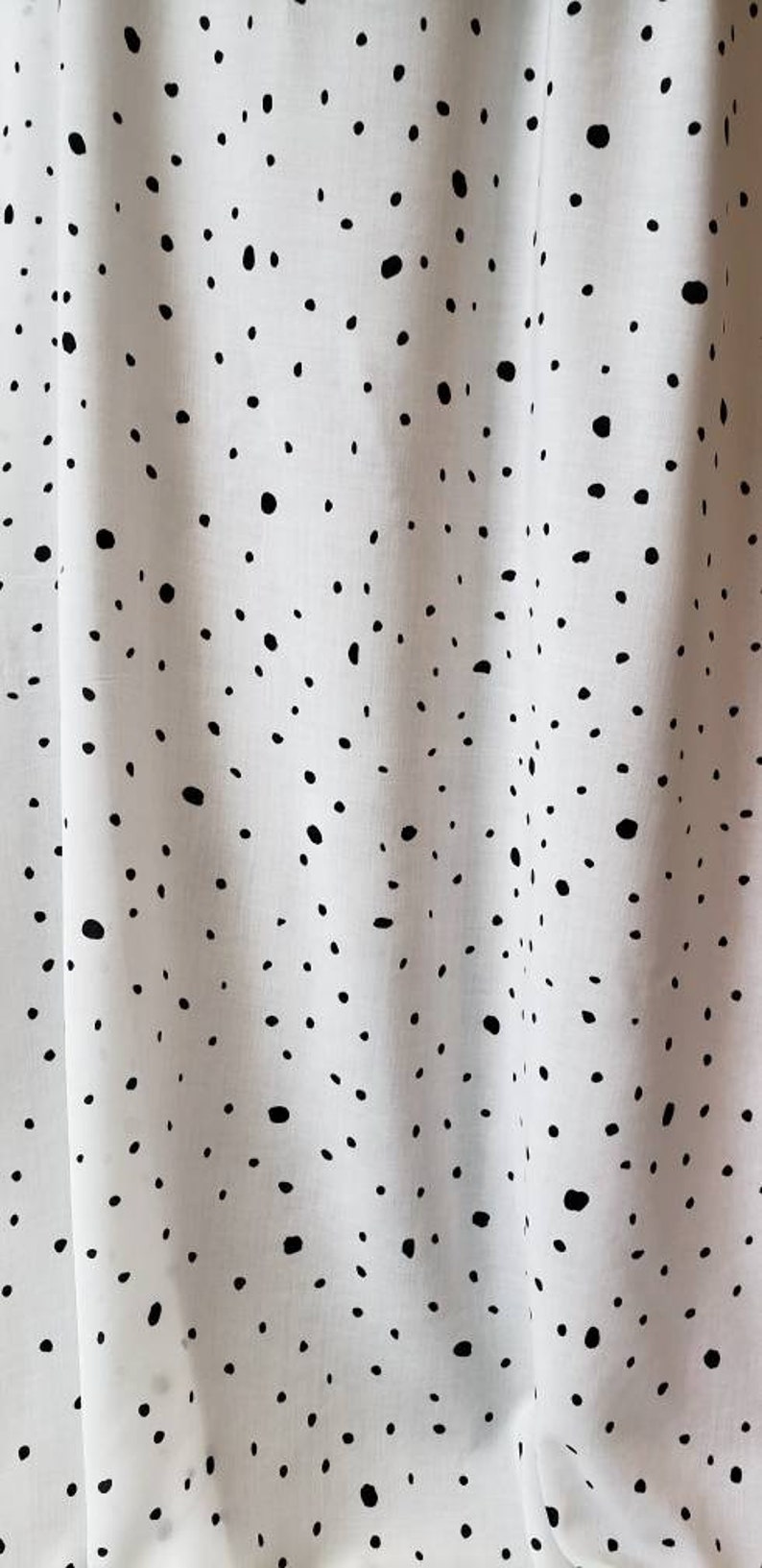 Rayon challis fabric by the yard. Polka dot spots. Black and | Etsy