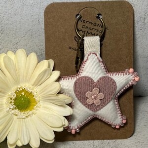 Handmade Denim Star Keychain, Upcycled Bag Charm
