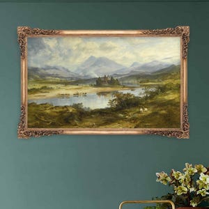 Scottish Highlands Wall Art Print | Antique Painting, Outlander, Poster, Landscape, Vintage Art, Scotland Decor, Edinburgh, Inverness